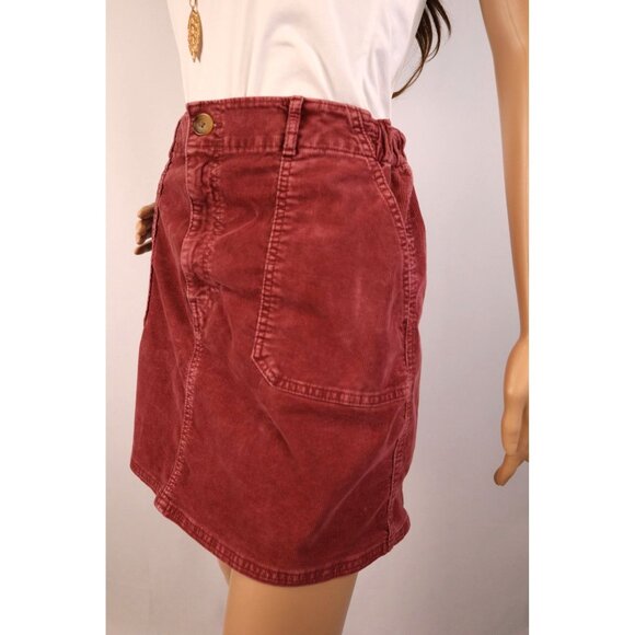 American Eagle Women's Corduroy‎ Skirt Super Stretch Burgundy Size 14 - Picture 3 of 12